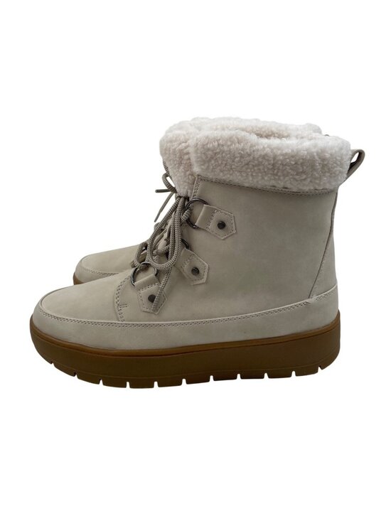 Falls Creek Shoes - Falls Creek Anita Shearling Lined White Winter Boots Lace-Up Womens Size 9M